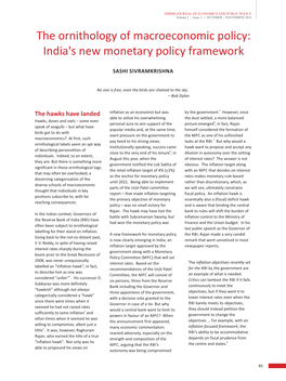 The Ornithology of Macroeconomic Policy: India's New Monetary Policy Framework