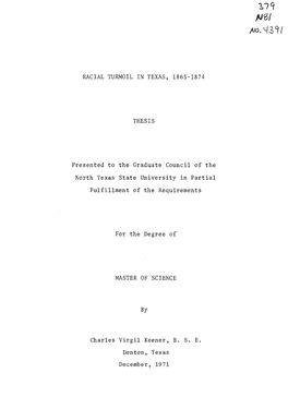 Racial Turmoil in Texas, 1865-1874