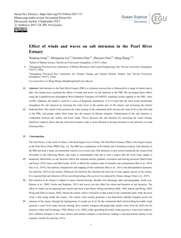 Effect of Winds and Waves on Salt Intrusion in the Pearl River Estuary