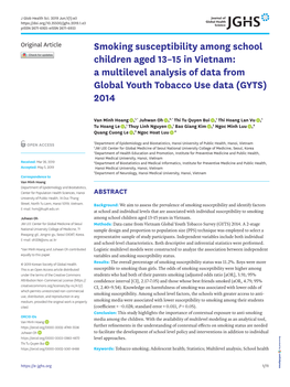 A Multilevel Analysis of Data from Global Youth Tobacco Use Data (GYTS) 2014