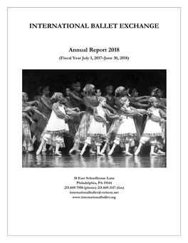 INTERNATIONAL BALLET EXCHANGE Annual Report 2018