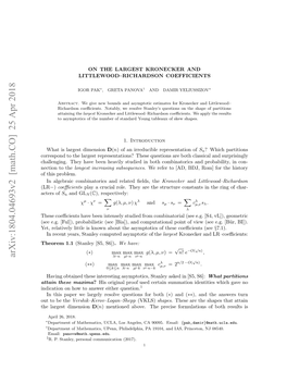 [Math.CO] 25 Apr 2018 Hoe 1.1 Theorem Hlegn.Te Aebe Evl Tde Nbt Combina Both in Studied the Heavily to Been Nection Have Question They These Challenging