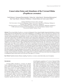 Conservation Status of Propithecus Coronatus