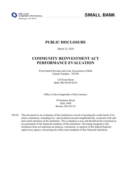CRA Evaluation Charter No. (703786)