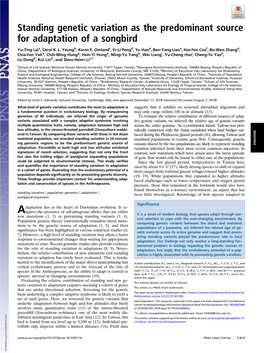 Standing Genetic Variation As the Predominant Source for Adaptation of a Songbird