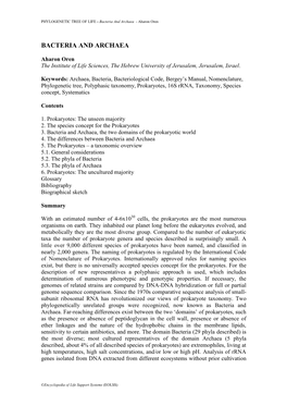 Bacteria and Archaea - Aharon Oren