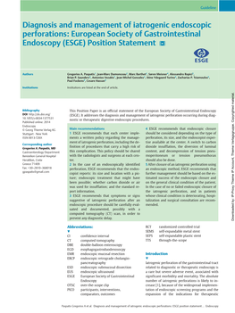 Diagnosis and Management of Iatrogenic Endoscopic Perforations: European Society of Gastrointestinal Endoscopy (ESGE) Position Statement