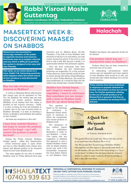 Maasertext Week 8: Discovering Maaser on Shabbos