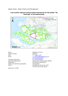 Master Thesis –Water Science and Management a Pro-Active Regional