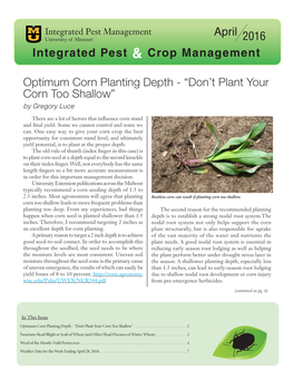 Integrated Pest and Crop Management Newsletter, April 2016