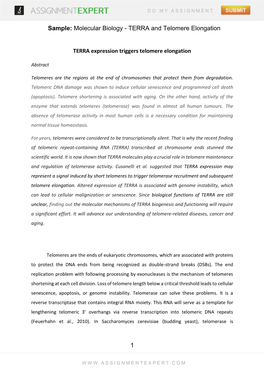 Molecular Biology - TERRA and Telomere Elongation