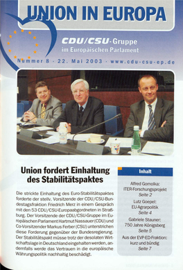UID 2003 Nr. 16 Beilage: Union in Europa Nr. 8, Union in Deutschland