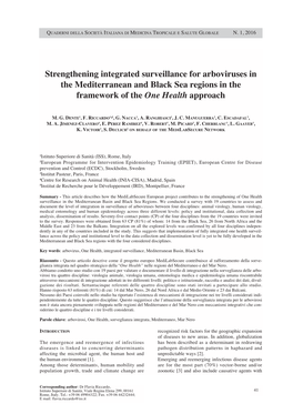 Strengthening Integrated Surveillance for Arboviruses in the Mediterranean and Black Sea Regions in the Framework of the One Health Approach