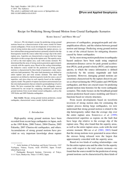 Recipe for Predicting Strong Ground Motion from Crustal Earthquake Scenarios