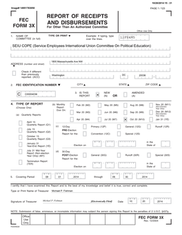 Report of Receipts and Disbursements