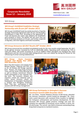 Issue 1211 – Octoberjanuary 20172018 Investor@Wh-Group.Com