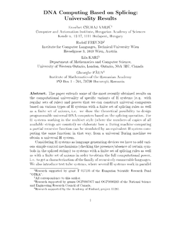 DNA Computing Based on Splicing: Universality Results