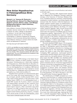 New Avian Hepadnavirus in Palaeognathous Bird, Germany