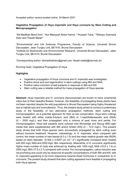 24 March 2021 Vegetative Propagation of Hoya Imperialis And