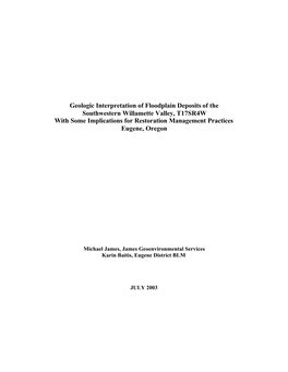 Geologic Interpretation of Floodplain Deposits of the Southwestern