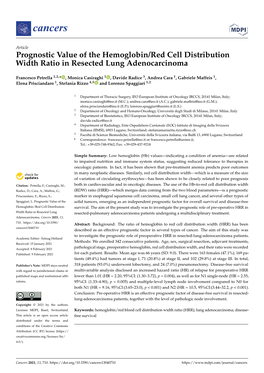 Prognostic Value of the Hemoglobin/Red Cell Distribution Width Ratio in Resected Lung Adenocarcinoma