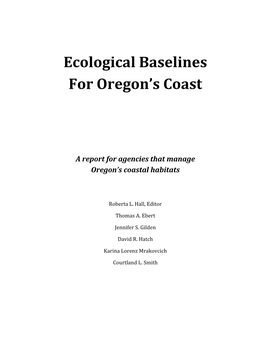Ecological Baselines for Oregon's Coast