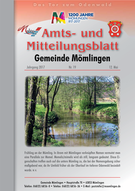 Amts- Und Mitteilungsblatt Gemeinde Mömlingen Jahrgang 2017 Nr