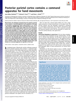 Posterior Parietal Cortex Contains a Command Apparatus for Hand