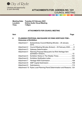 Attachments of Ordinary Council Meeting