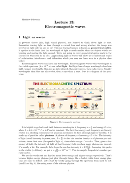 Lecture 13: Electromagnetic Waves