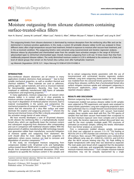 Moisture Outgassing from Siloxane Elastomers Containing Surface-Treated-Silica ﬁllers