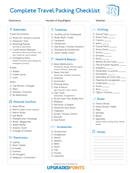 Complete Travel Packing Checklist