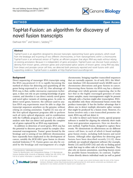 Tophat-Fusion: an Algorithm for Discovery of Novel Fusion Transcripts Daehwan Kim1* and Steven L Salzberg1,2,3