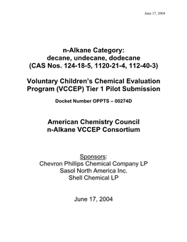 N-Alkane Category: Decane, Undecane, Dodecane (CAS Nos