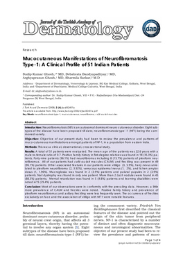 Mucocutaneous Manifestations of Neurofibromatosis Type-1: a Clinical Profile of 51 Indian Patients