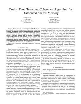 Tardis: Time Traveling Coherence Algorithm for Distributed Shared Memory