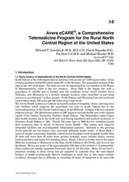 Avera Ecare , a Comprehensive Telemedicine