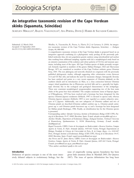 An Integrative Taxonomic Revision of the Cape Verdean Skinks (Squamata, Scincidae)