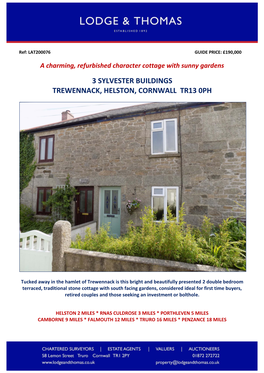 3 Sylvester Buildings Trewennack, Helston, Cornwall Tr13 0Ph