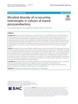 Microbial Diversity of Co-Occurring Heterotrophs in Cultures of Marine Picocyanobacteria Sean M