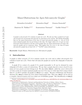 Minor-Obstructions for Apex Sub-Unicyclic Graphs1