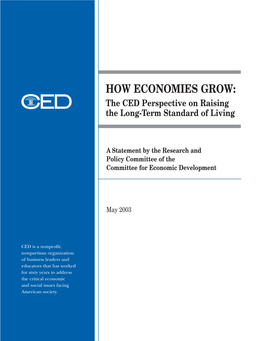 How Economies Grow:The CED Perspective on Raising the Long