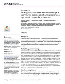 Strategies to Improve Treatment Coverage in Community-Based Public Health Programs: a Systematic Review of the Literature