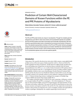 Prediction of Certain Well-Characterized Domains of Known Functions Within the PE and PPE Proteins of Mycobacteria