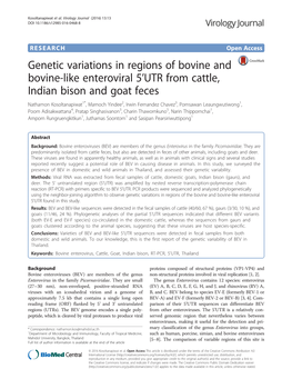 Genetic Variations in Regions of Bovine and Bovine-Like Enteroviral 5'UTR