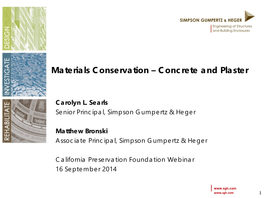 Materials Conservation – Concrete and Plaster