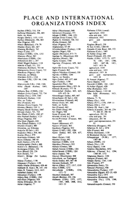 Place and International Organizations Index