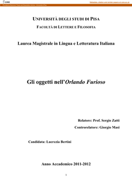 Gli Oggetti Nell'orlando Furioso