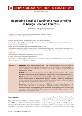 Regressing Basal-Cell Carcinoma Masquerading As Benign Lichenoid Keratosis