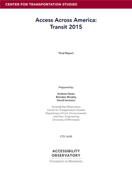 Access Across America: Transit 2015